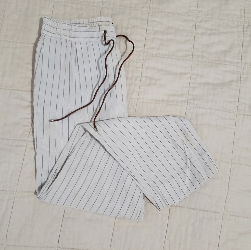Nwot Massimo Dutti Linen Blend Pants Ivory And Black Size 6 — image 5 of 8